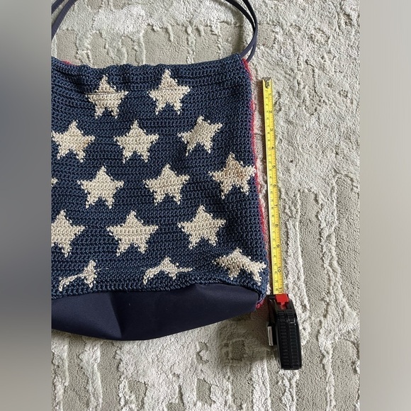 Knit American Flag Sack Bag Summer Red White and Blue - Picture 7 of 8